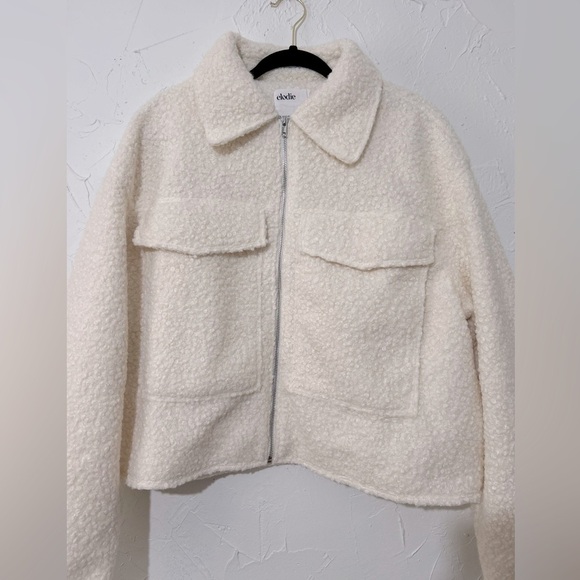 Elodie Women's Minimalist Cozy Full Zip Boucle Cream Jacket Sz XL - Picture 8 of 13
